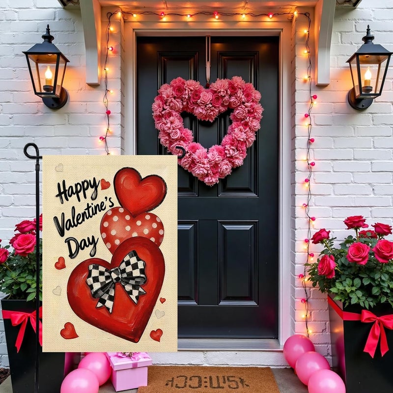 Agroon Valentines Day Garden Flag 12x18 Inch Love Heart Double Sided Flag for Anniversary Wedding Yard Outdoor Decoration - Image 3